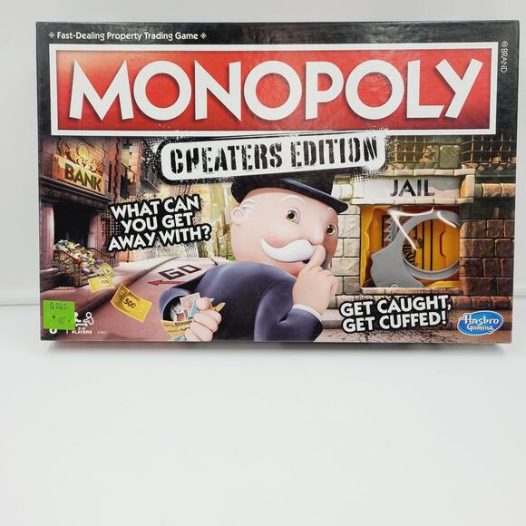 2017 Monopoly Cheaters Edition (Penguin T-Rex Cat Tokens) PRE-OWNED, COMPLETE - Picture 1 of 9